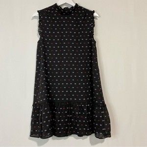 Urban Outfitters X Veda Women’s Evil Eye Ruffle Sleeveless Shift Dress Black Sm